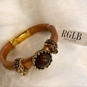 NWT Laura Janelle RGLB bronze leather bangle
